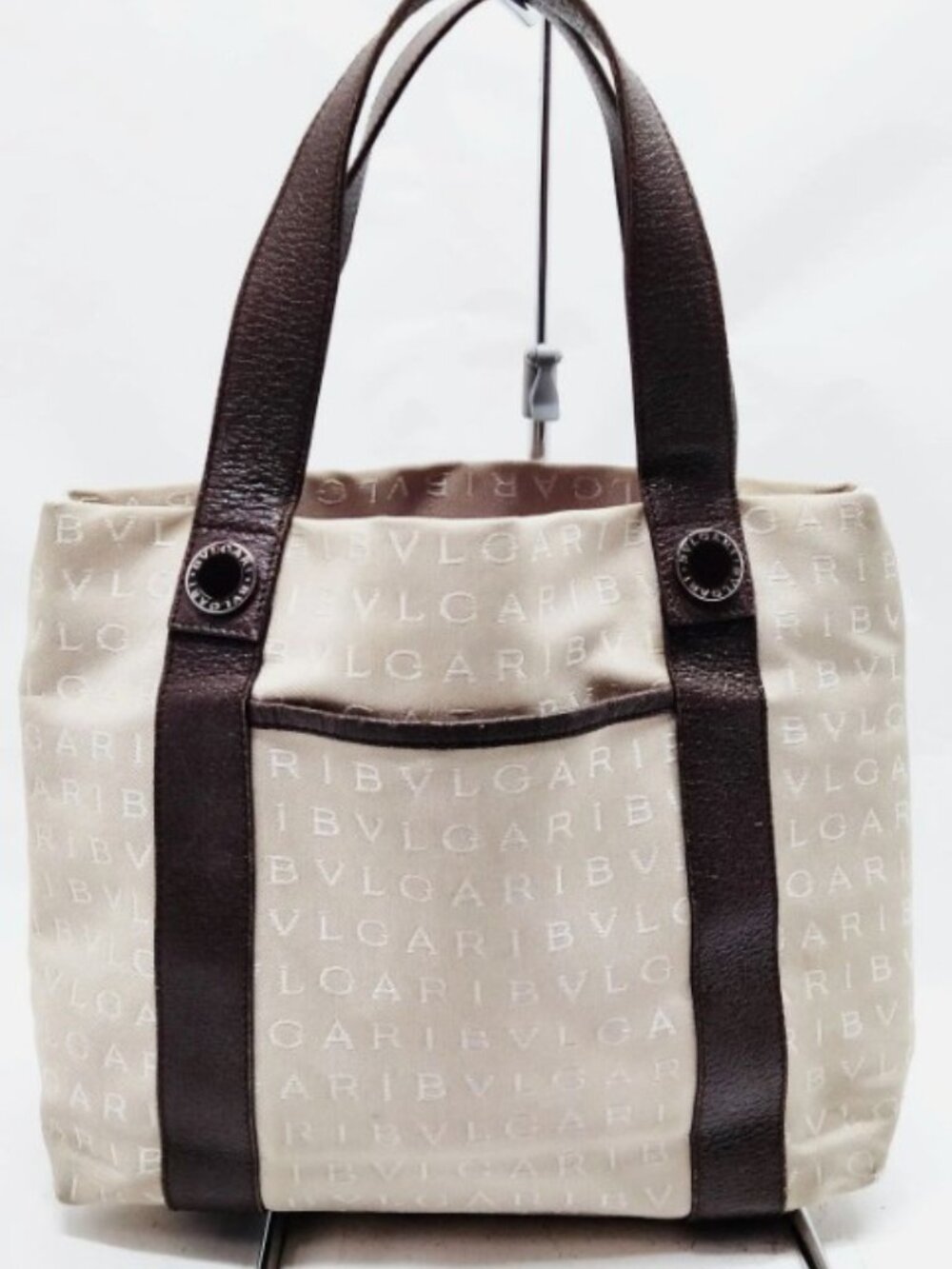 Bvlgari Tote Bag Beige Canvas
